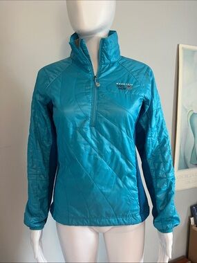 Mountain Hardwear Women's Teal Quilted Half-Zip Pullover